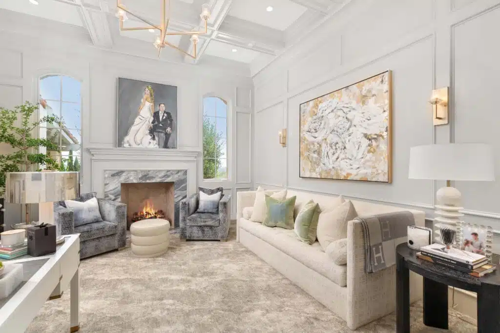 A contemporary office design featuring modern furniture, clean lines, and a professional atmosphere. The design is ideal for fostering productivity and a comfortable work environment.