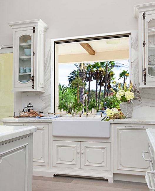 Beautifully decorated kitchen with window view