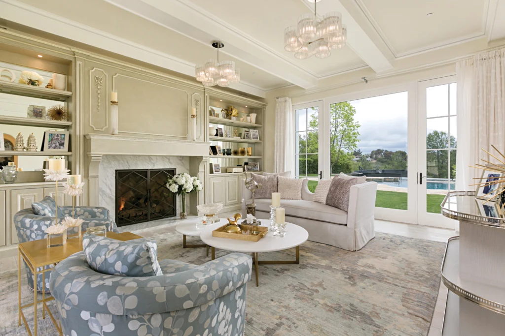 A cozy family living room featuring stylish picture frames and tasteful decor, creating an inviting space perfect for family gatherings.