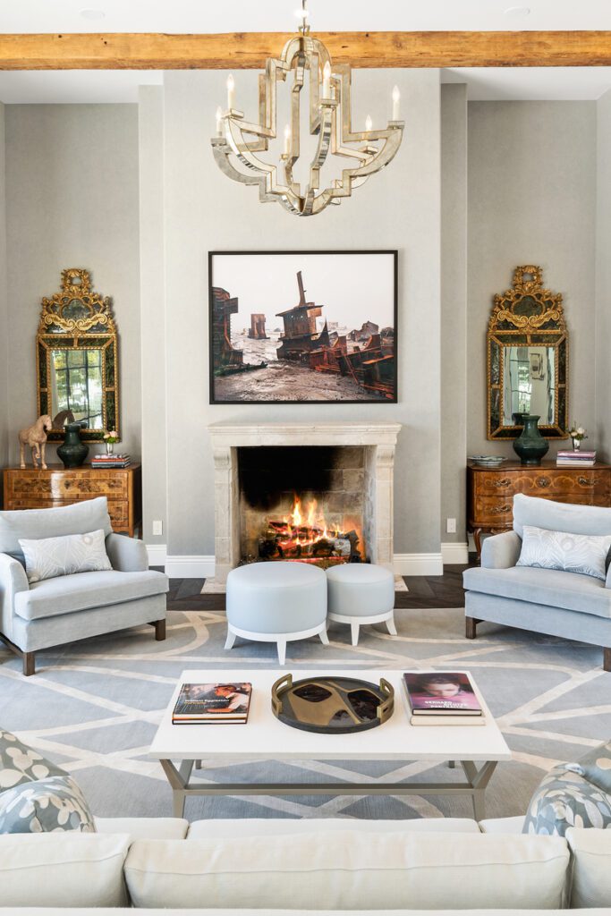 A formal dining room showcasing classic design elements such as a large wooden dining table and elegant lighting. The room’s timeless style adds warmth and sophistication to the home.